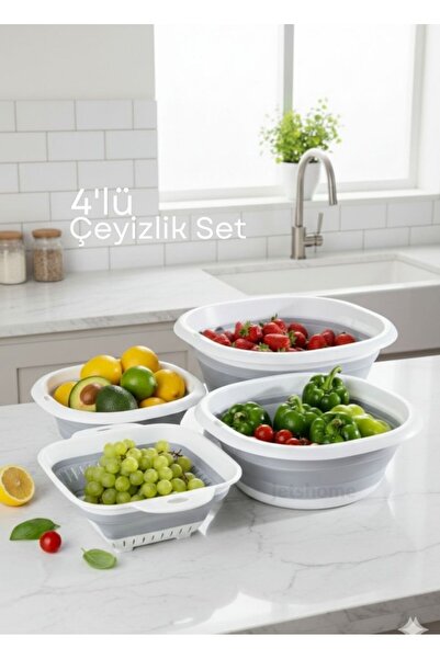 Jet's Home Dowry Set of 4 Folding Basin Drainer Set – Accordion Design, Space Saving