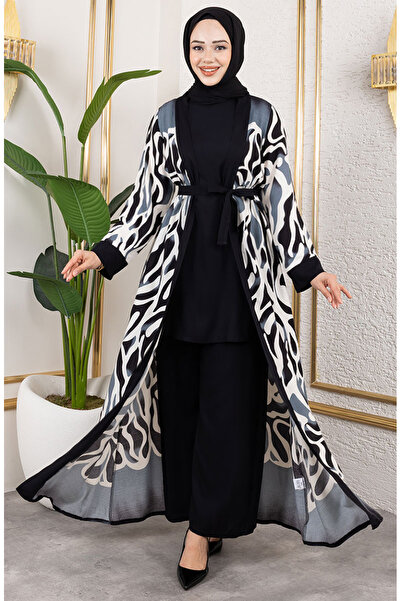 sefamerve Patterned Triple Viscose Set 0345-01 Black