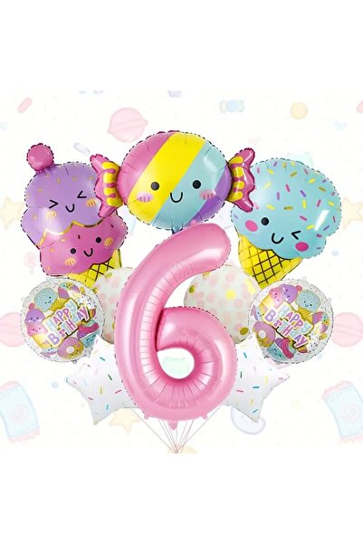 DÜVENCİ TİCARET مجموعة من 10 بالونات فويل دائرية على شكل كرات للحلوى والآيس كريم