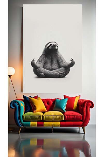 özkacar MEDITATING SLOTH HOME Wall Salon Salon de înfrumusețare Birou Magazin...