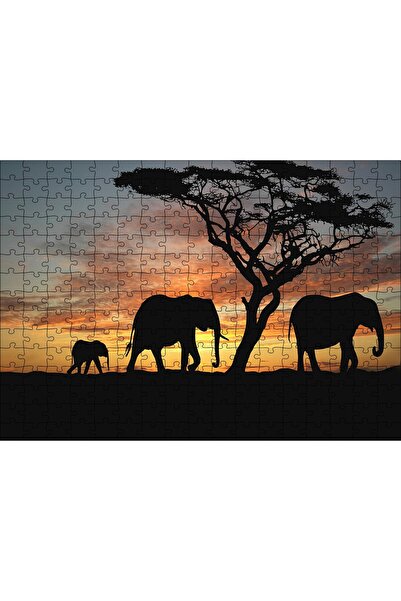 Cakapuzzle Cakasepetim Elephants in African Sunset 120 Piece Puzzle Jigsaw Md...