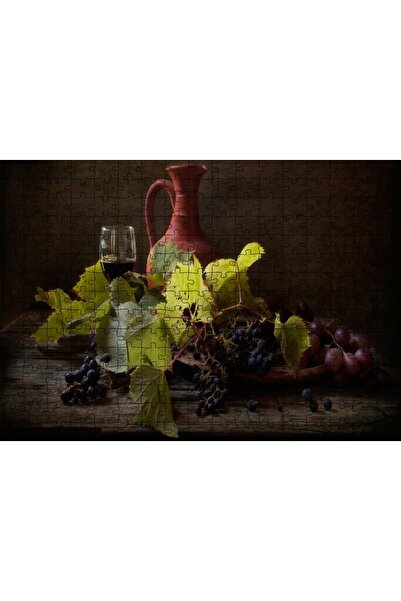 Cakapuzzle Cakasepetim Grape and Wine Decanter Visual 255 Piece Puzzle Jigsaw...