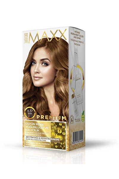 MAXX DELUXE Premium Yarı Kit Set Saç Boyası 8.37 Sahra