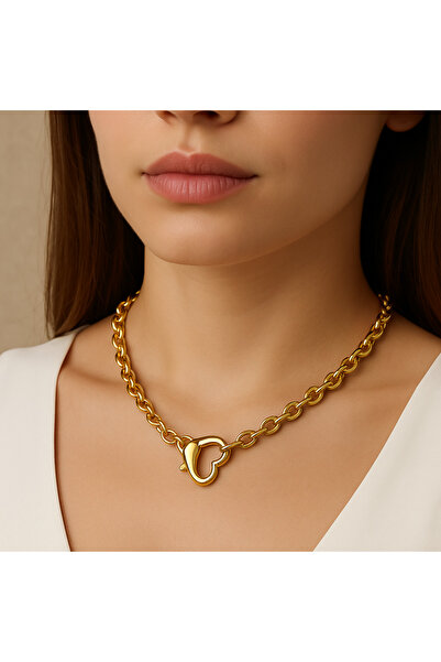 By Zeyna Aksesuar قلادة بطول 45 سم مع مشبك أمامي على شكل قلب