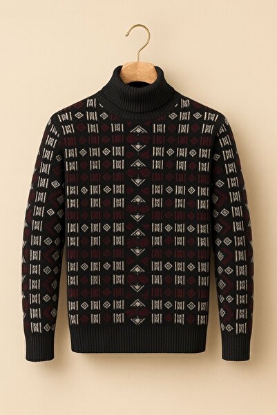 Livio Ferri Kurgan Patterned Full-Throated Thick Sweater Men's Winter Knitwear