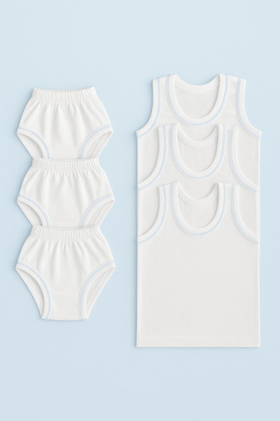 mini kanka Baby Boys 3 Pcs Undershirts-Panties Cotton Undershirt and Panties Underwear Set Breathable Construction 3 Undershirts 3 Panties