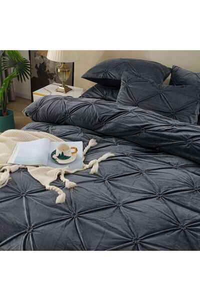 FIONNA.RO Lenjerie Din Catifea Cu Elastic - Gri Antracit