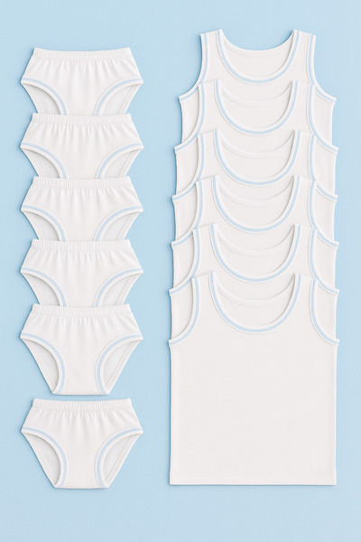 mini kanka Baby Boys 6 Pcs Undershirts-Panties Cotton Undershirt and Panties Underwear Set Breathable Construction 6 Undershirts 6 Panties