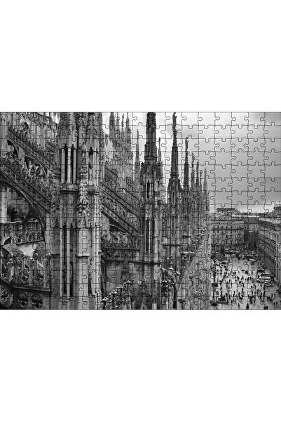 Cakapuzzle Cakasepetim İtalya Milano Görkemli Katedral Siyah Beyaz 120 Parça Puzzle Yapboz Mdf (Ahşap)