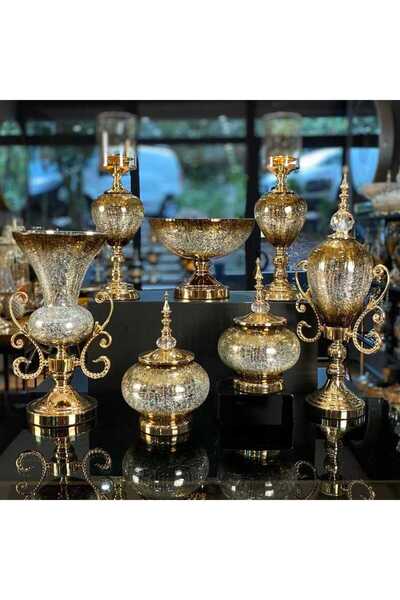Genel Markalar 7 PARÇA BAL-GOLD RENK CAM SALON AKSESUAR KONSOL SETİ & TAKIMI ...
