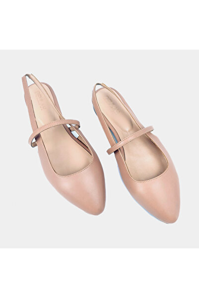 Delilah حذاء باليه ماري جين من الجلد الطبيعي بلون السمور