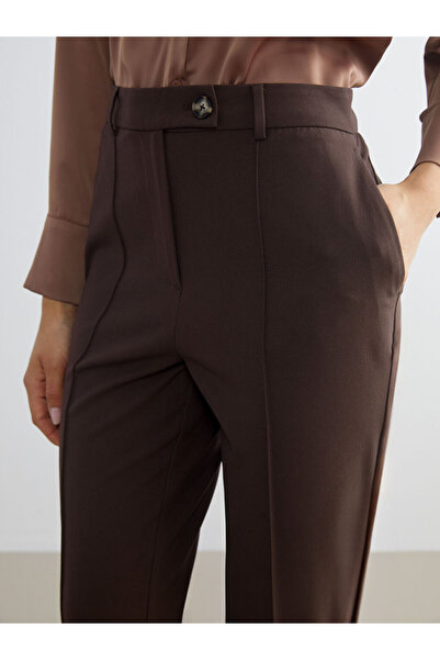 LC Waikiki Kahverengi Standart Fit Kadın Cigarette Pantolon
