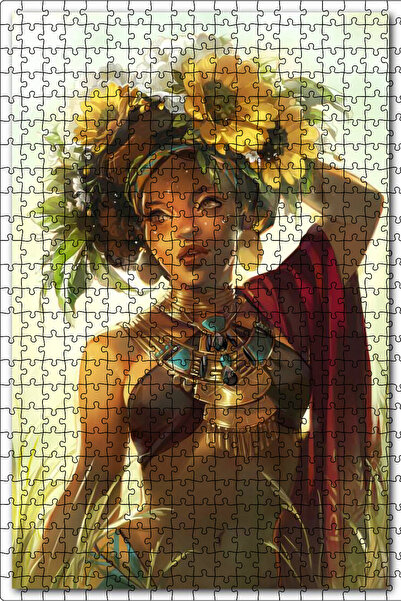 Cakapuzzle Cakasepetim African Beauty with Yellow and White Flowers in Her Ha...