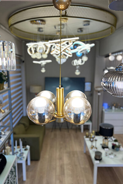 MINIMAL ETICARET VE BILGI TEKNOLOJILERI Globe Golden Up QUAD BAL SARI Cam Avize