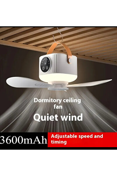 Phellos Taşınabilir Şarjlı Tavan Vantilatörü ve Işıklı Fan | Kamp, Ev ve Ofis İçin Pratik Serinletici