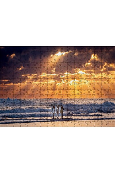 Cakapuzzle Cakasepetim Ocean at Sunset and Surfers on the Beach 255 Piece Jig...