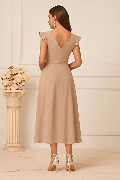 Varyete Φόρεμα κρεπ με λαιμόκοψη σε σχήμα V με μήκος μίντι