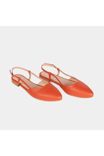 Delilah Tangerine Blooms Slingback – Textured Genuine Leather, Double-Cushioned, Low Heel
