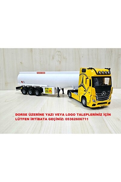 Maket Yarım metre uzunlukta 1/36 MERCEDES ACTROS TANKER TIR MAKETİ (isim yazılır) SARI