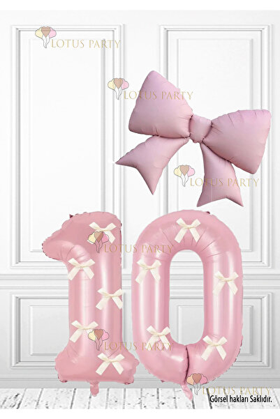 LOTUS PARTY Білий колір Рожевий колір з бантиком Цифровий повітряна кулька Ро...