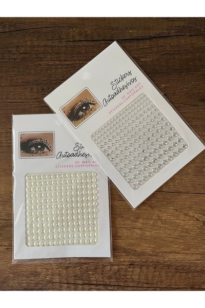 gülümse gel 2 Adet İncili ve Taşlı Yapıştırma Tırnak Saç Makyaj Stickerı Yüz ...