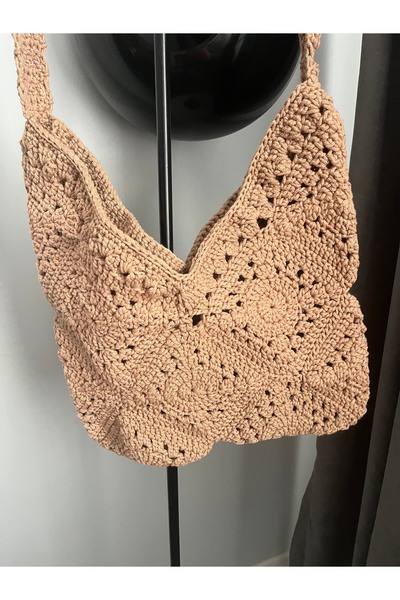 Moonstar Home Handmade Macrame Bag with Lace Trim