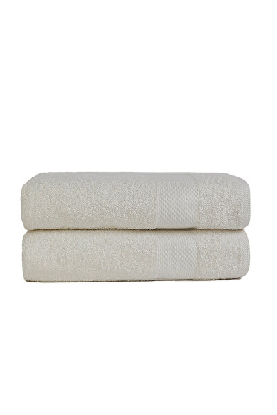TEOHOMELİNENS 2 Pcs 50X90 Cm. Quality Hand and Hair Towel, Made from 100% Cotton Karde Yarn, 440 Gsm - Cream