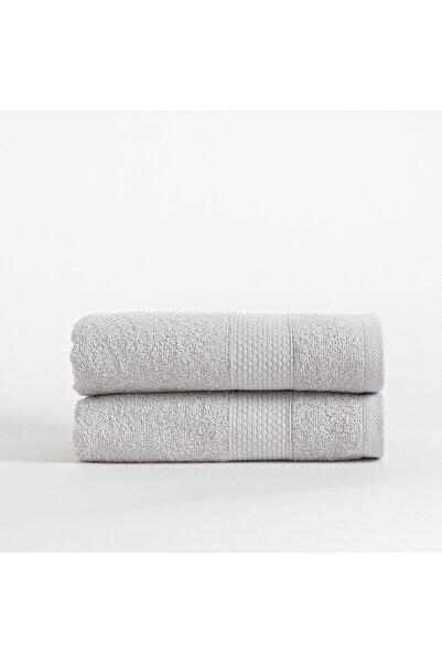 TEOHOMELİNENS 2 Pcs 50X90 Cm. Quality Hand and Hair Towel, Made from 100% Cotton Karde Yarn, 440 Gsm-Silver Gray
