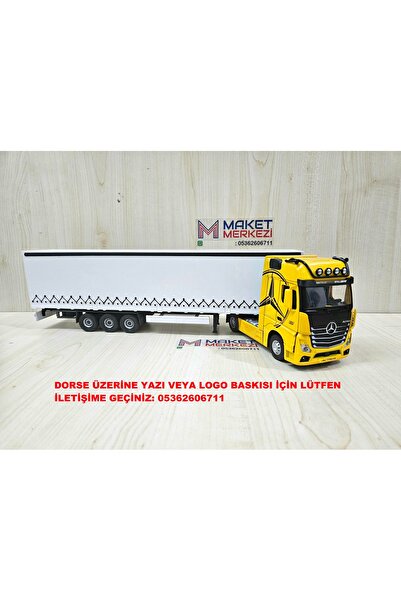 Maket Yarım metre uzunlukta 1/36 MERCEDES ACTROS TENTELİ TIR MAKETİ (isim yaz...