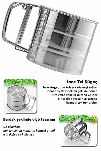 FBZhome 1 ADET Pratik Paslanmaz Tetikli Metal Un Eleği Paslanmaz Metal Un Ve Şeker Eleği - Metal Elek
