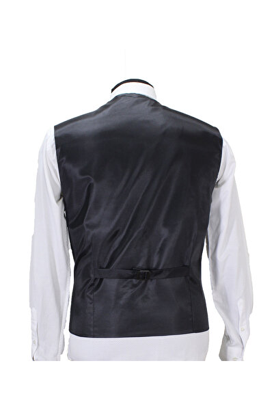 MENTOR REGALO Men's V-Neck Vest Gray Fish Scale Pattern Regular Fit