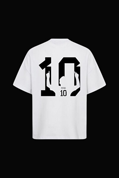 Dupe Design Tricou alb oversize cu imprimeu Messi 10