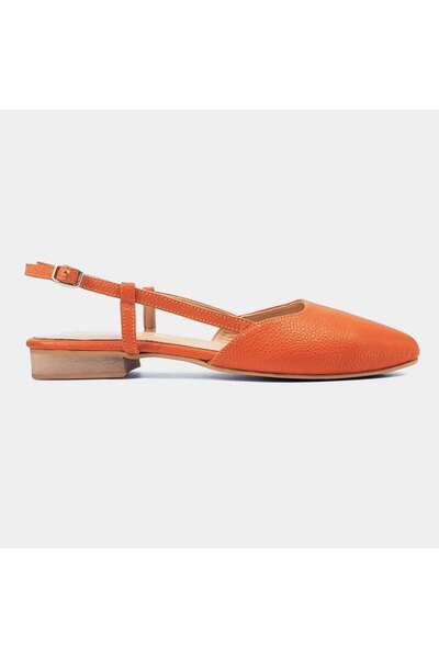Delilah Tangerine Blooms Slingback – Textured Genuine Leather, Double-Cushioned, Low Heel