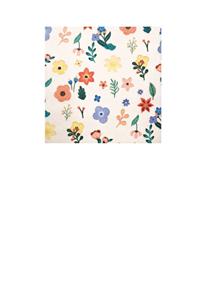Partifabrik Colorful Flowers Themed White Paper Napkin