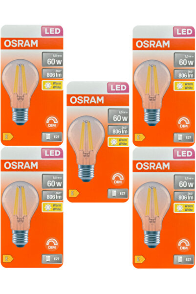 Osram Value CLA 60D 6,5W 827 230V Filament Dimli Led Ampul E27 (5 ADET)