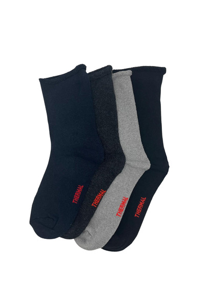 FENRA STUDIO BİLEĞİ LASTİKSİZ 4'LÜ TERMAL KADIN KIŞLIK FULL HAVLU ÇORAP SİYAH...