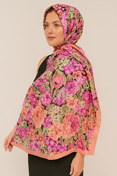 ELZE MODA Rose Patterned Cotton Voile Shawl