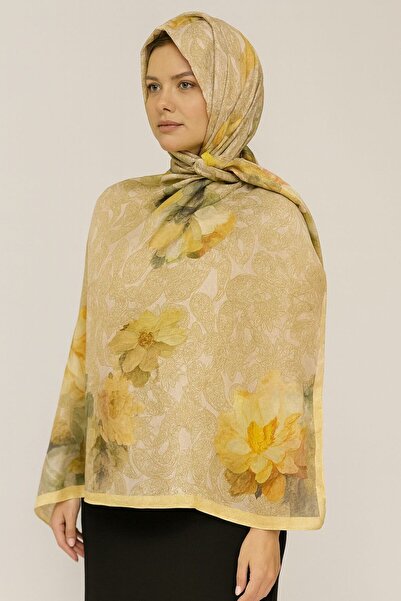 ELZE MODA Bamboo Crushed Flower Patterned Vual Shawl