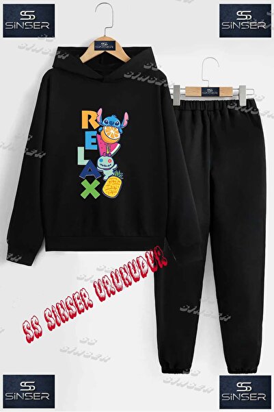 SS SİNSER Set de trening cu hanorac imprimat pentru copii, unisex, cu text „S...