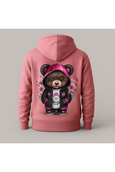 MELOOX Симпатична суитшърт с качулка и принт на мече – унисекс ежедневна мода