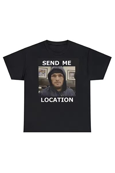 l'eivor Khabib Nurmagomedov Send Me Location Baskılı Erkek Pamuk T-shirt