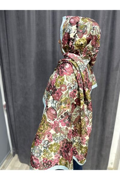 ELZE MODA Rose Patterned Cotton Voile Shawl