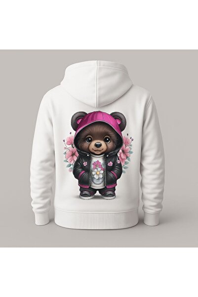 MELOOX Симпатична суитшърт с качулка и принт на мече – унисекс ежедневна мода