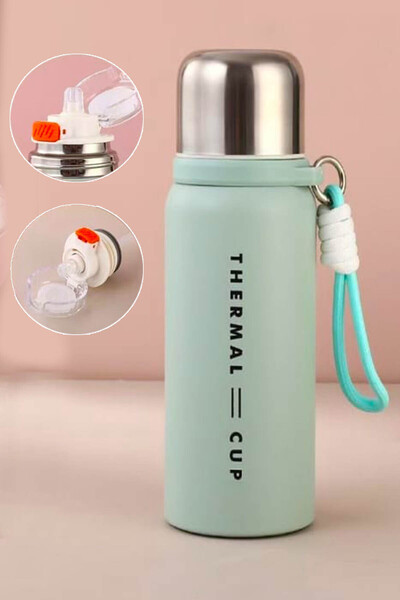 zozoya Thermal Cup Çift Katmanlı Paslanmaz Çelik Bardaklı Yeşil Termos 600 ml