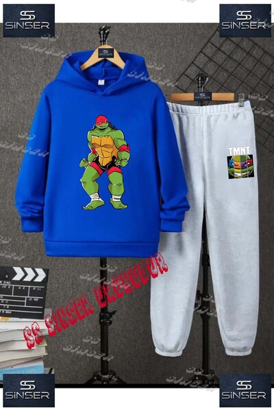SS SİNSER Çocuk Unısex "NINJA KAPLUMBAGA KIRMIZI TEKLI"Baskılı Kapşolu Eşofman Takımı