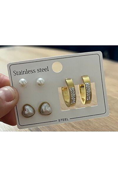 stainles steel Çelik 6 ‘lı küpe Seti