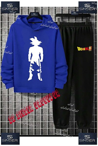 SS SİNSER Παιδικό Unisex Σετ Φούτερ με Κουκούλα και Στάμπα "GOKU AYAKTA BEYAZ...