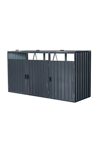 Martin Corturi Evenimente XL metal trash can with 3 compartments BS-MK3 - 80 x 240 x 122 cm anthracite