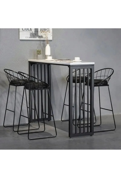 HNC HOME Bar Masası Metal İskeletli Yüksek Yemek Masası Mutfak Masası Dresuar Kahve Köşesi Peteküstü