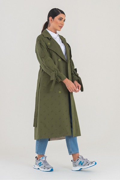 KIZILELMADA Stylish Stone-Colored Buttoned Trench Coat – Comfortable and Modern Fit